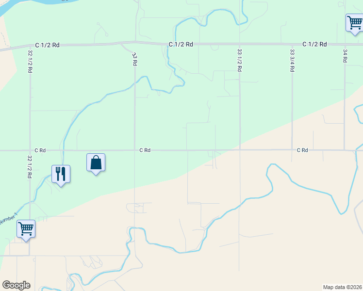 map of restaurants, bars, coffee shops, grocery stores, and more near 3326 C Road in Palisade