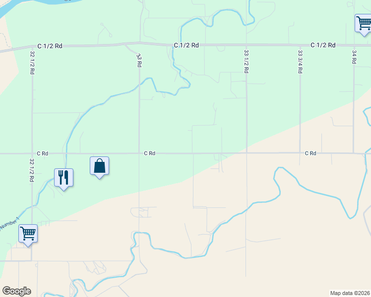 map of restaurants, bars, coffee shops, grocery stores, and more near 3326 C Road in Palisade