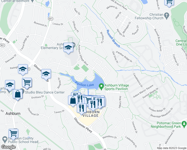 map of restaurants, bars, coffee shops, grocery stores, and more near 44177 Paget Terrace in Ashburn