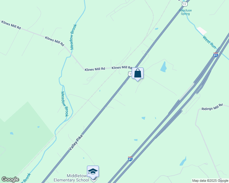 map of restaurants, bars, coffee shops, grocery stores, and more near 6870 Valley Pike in Middletown