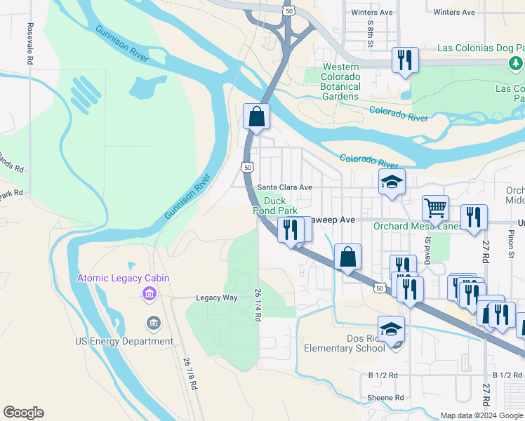 map of restaurants, bars, coffee shops, grocery stores, and more near 2770 U.S. 50 in Grand Junction