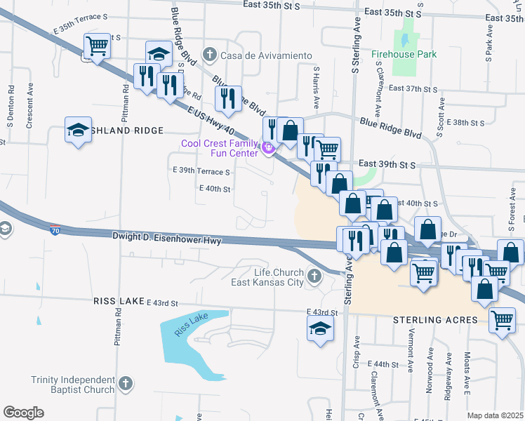 map of restaurants, bars, coffee shops, grocery stores, and more near 3927 Willow Avenue in Kansas City
