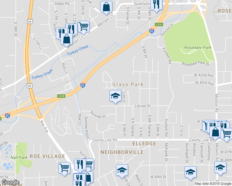 map of restaurants, bars, coffee shops, grocery stores, and more near 2930 South 10 Street in Kansas City