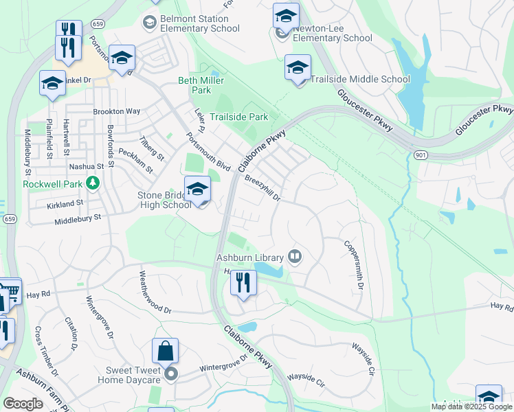 map of restaurants, bars, coffee shops, grocery stores, and more near 43241 Brookford Square in Ashburn