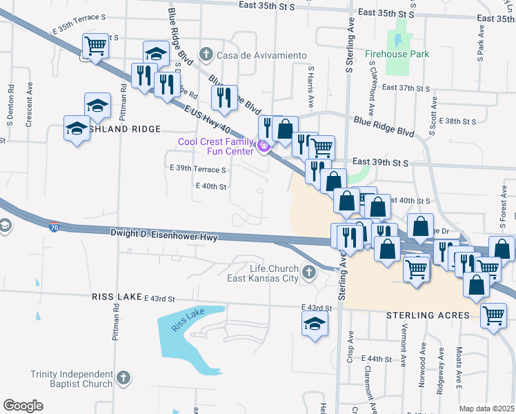 map of restaurants, bars, coffee shops, grocery stores, and more near 3927 Willow Avenue in Kansas City