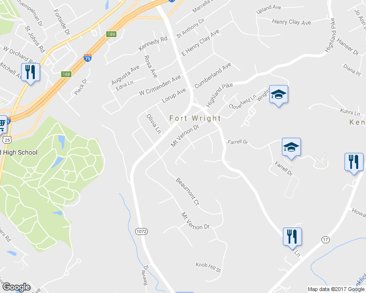 map of restaurants, bars, coffee shops, grocery stores, and more near 1727 Monticello Drive in Covington
