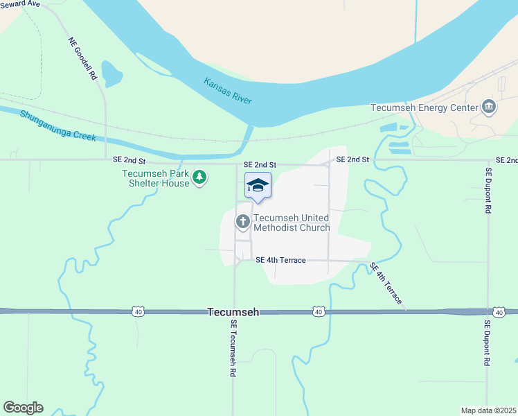 map of restaurants, bars, coffee shops, grocery stores, and more near 314 Stanton Road in Tecumseh