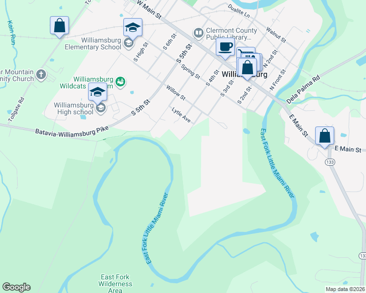 map of restaurants, bars, coffee shops, grocery stores, and more near 360 South 3rd Street in Williamsburg