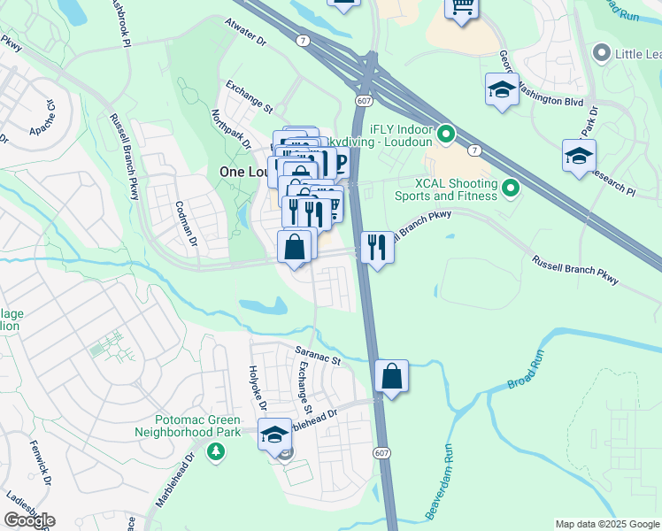 map of restaurants, bars, coffee shops, grocery stores, and more near 44764 Tiverton Square in Ashburn