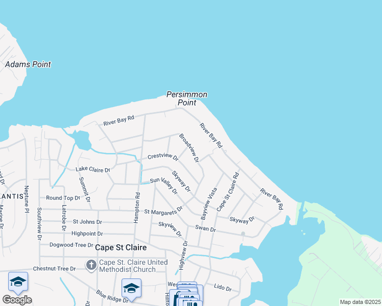 map of restaurants, bars, coffee shops, grocery stores, and more near 1157 Pine Tree Drive in Annapolis