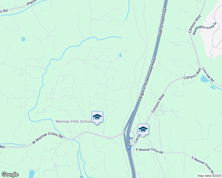 map of restaurants, bars, coffee shops, grocery stores, and more near 21400 Meadow Oaks Lane in Colfax