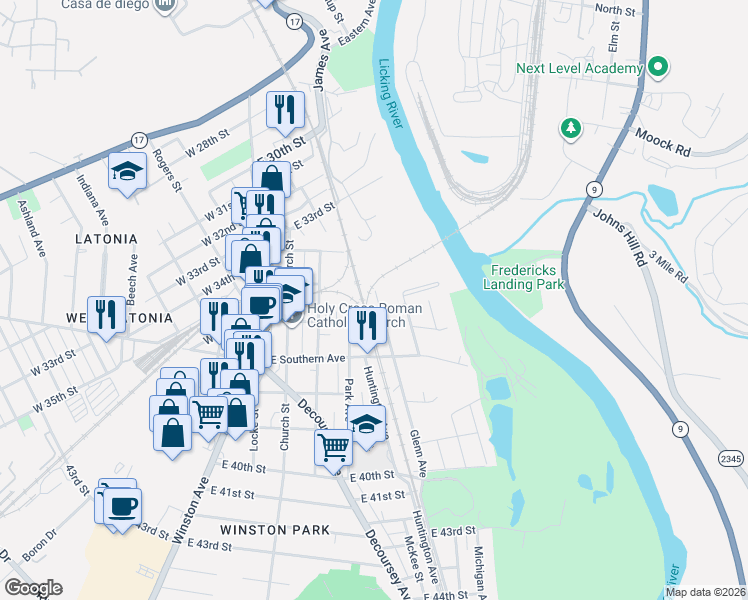 map of restaurants, bars, coffee shops, grocery stores, and more near 3509 Glenn Avenue in Covington