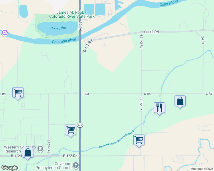 map of restaurants, bars, coffee shops, grocery stores, and more near 3222 C Road in Grand Junction