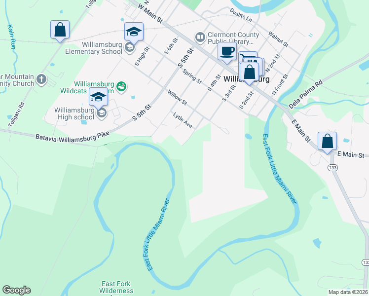 map of restaurants, bars, coffee shops, grocery stores, and more near 360 South 3rd Street in Williamsburg