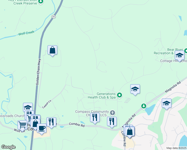 map of restaurants, bars, coffee shops, grocery stores, and more near 21733 Armstrong Road in Grass Valley