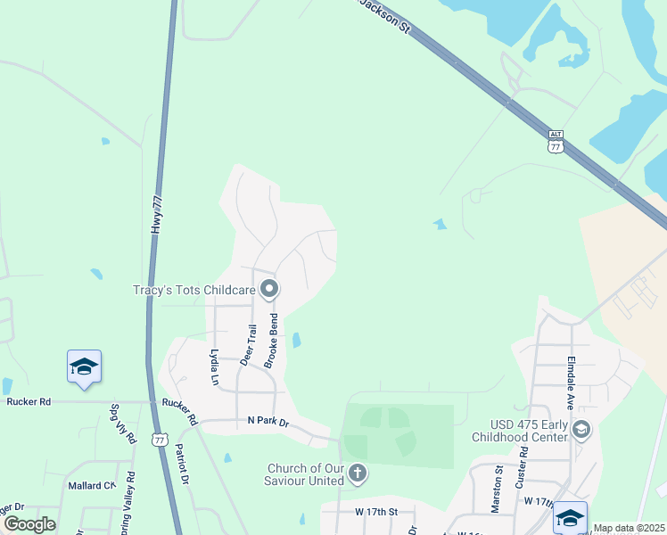map of restaurants, bars, coffee shops, grocery stores, and more near 1614 Olivia Dancing Trail in Junction City