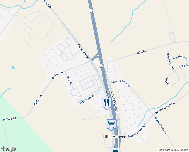 map of restaurants, bars, coffee shops, grocery stores, and more near 7 2nd Street in Frederica