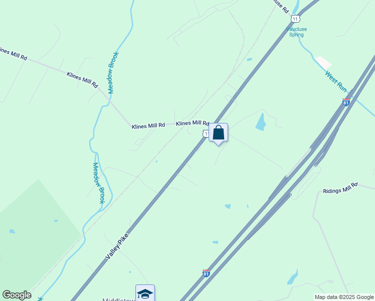map of restaurants, bars, coffee shops, grocery stores, and more near 6836 Valley Pike in Middletown