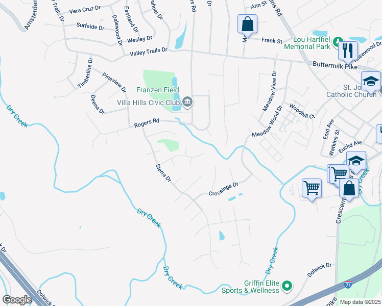 map of restaurants, bars, coffee shops, grocery stores, and more near 873 Rollingwood Drive in Villa Hills