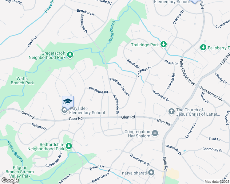 map of restaurants, bars, coffee shops, grocery stores, and more near 11733 Ambleside Drive in Potomac