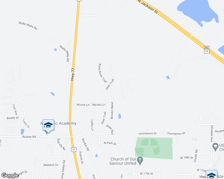 map of restaurants, bars, coffee shops, grocery stores, and more near 2410 Brooke Bend in Junction City