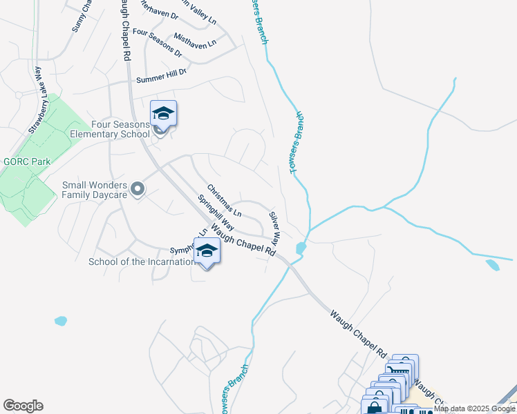 map of restaurants, bars, coffee shops, grocery stores, and more near 2317 Silver Way in Gambrills