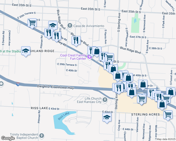 map of restaurants, bars, coffee shops, grocery stores, and more near 3927 Willow Avenue in Kansas City