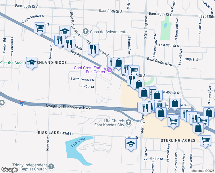 map of restaurants, bars, coffee shops, grocery stores, and more near 3927 Willow Avenue in Kansas City
