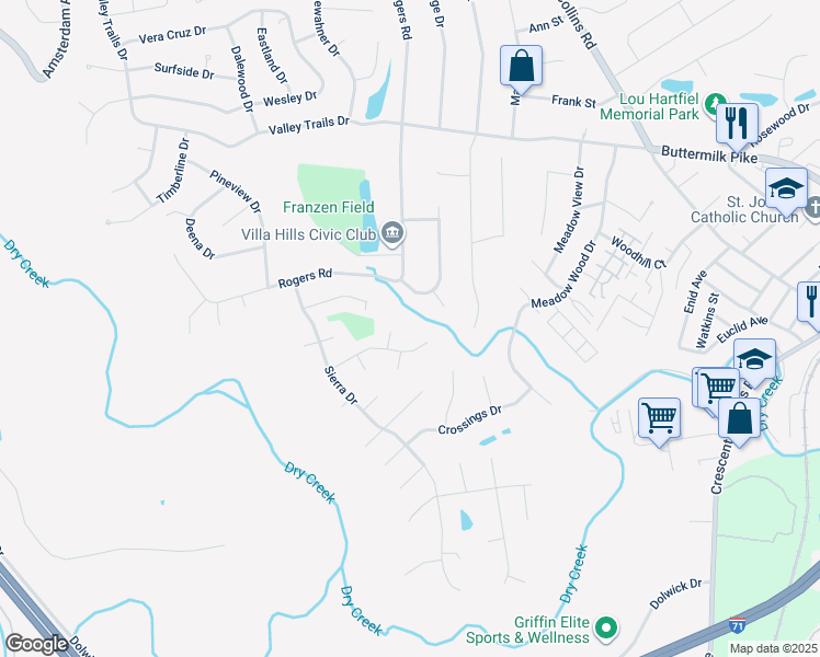 map of restaurants, bars, coffee shops, grocery stores, and more near 873 Rollingwood Drive in Villa Hills