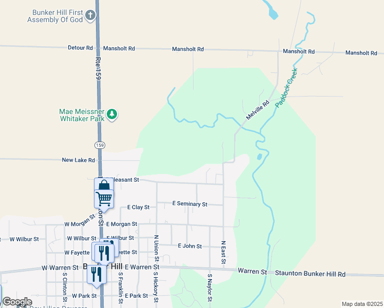 map of restaurants, bars, coffee shops, grocery stores, and more near in Bunker Hill