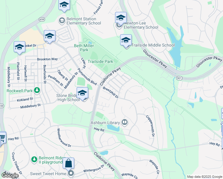 map of restaurants, bars, coffee shops, grocery stores, and more near 20465 Walsheid Terrace in Ashburn