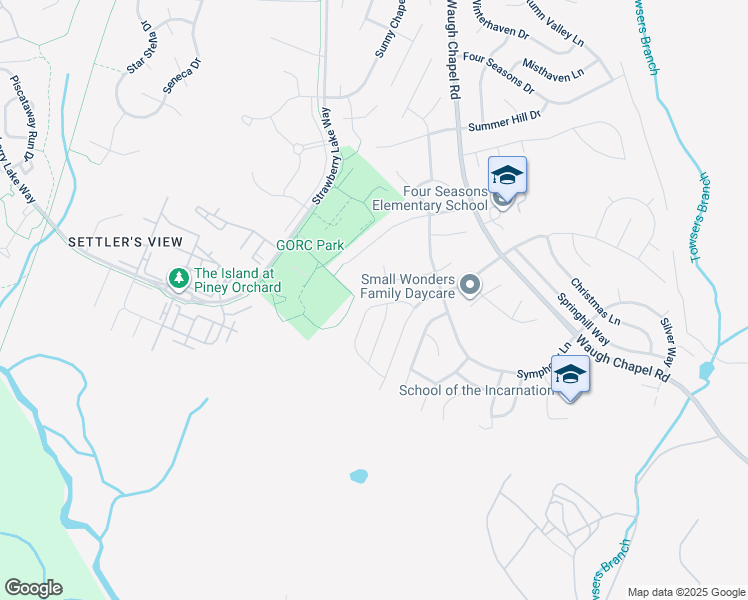 map of restaurants, bars, coffee shops, grocery stores, and more near 2652 April Dawn Way in Gambrills
