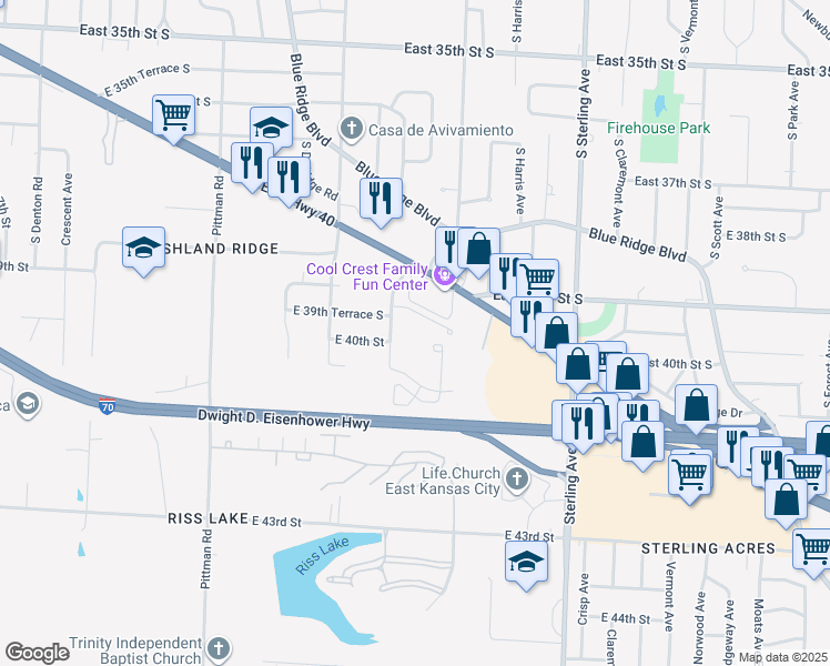 map of restaurants, bars, coffee shops, grocery stores, and more near 3921 Willow Avenue in Kansas City