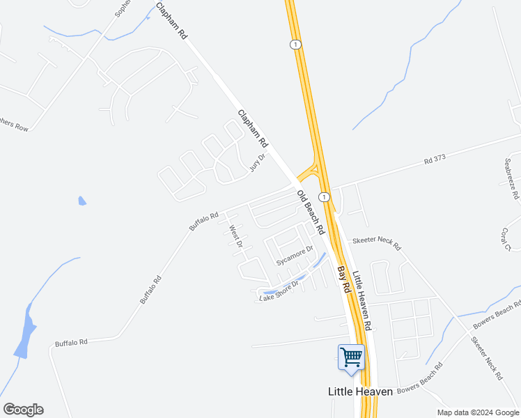 map of restaurants, bars, coffee shops, grocery stores, and more near 171 Holly Drive in Frederica