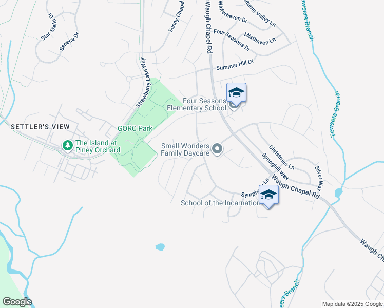 map of restaurants, bars, coffee shops, grocery stores, and more near 2428 Maytime Drive in Gambrills