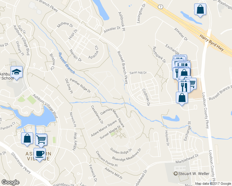 map of restaurants, bars, coffee shops, grocery stores, and more near 20433 Island West Square in Ashburn