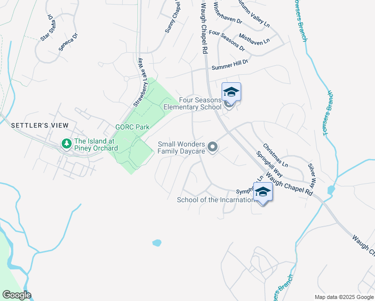 map of restaurants, bars, coffee shops, grocery stores, and more near 2428 Maytime Drive in Gambrills