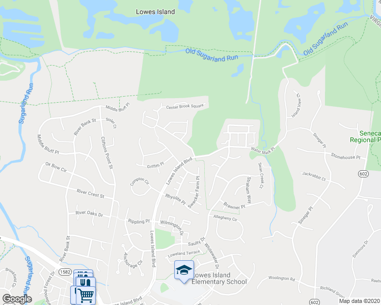 map of restaurants, bars, coffee shops, grocery stores, and more near 20393 Dunkirk Square in Sterling