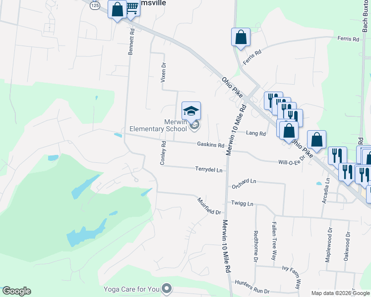 map of restaurants, bars, coffee shops, grocery stores, and more near 1041 Gaskins Road in Cincinnati