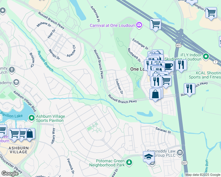 map of restaurants, bars, coffee shops, grocery stores, and more near 44504 Yarmouth Drive in Ashburn