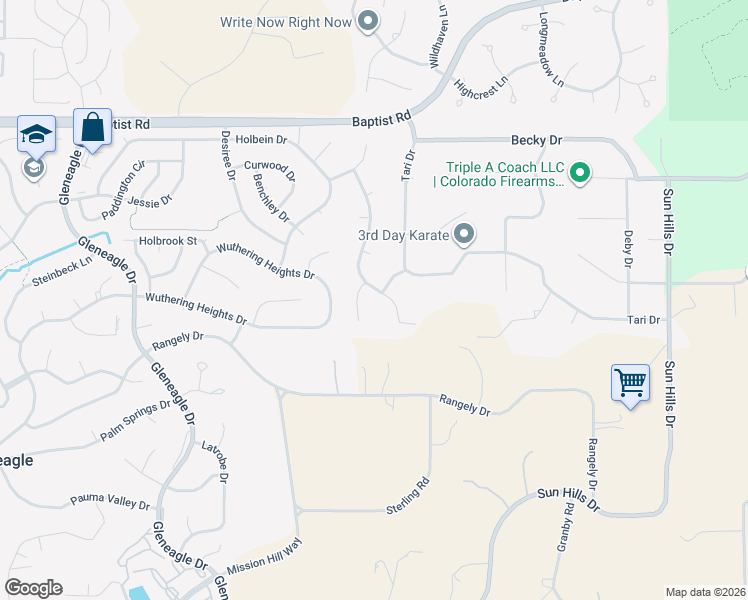 map of restaurants, bars, coffee shops, grocery stores, and more near 865 Glengate Lane in Colorado Springs