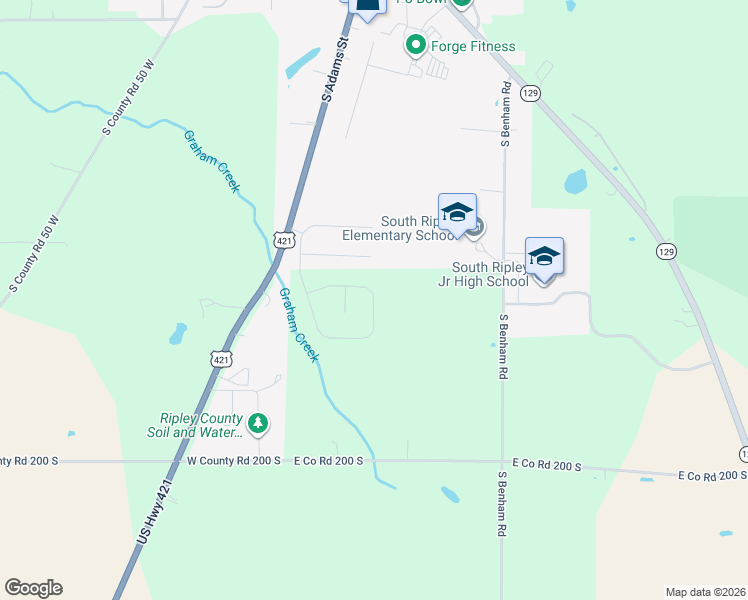 map of restaurants, bars, coffee shops, grocery stores, and more near 300 South Ridge Lane in Versailles