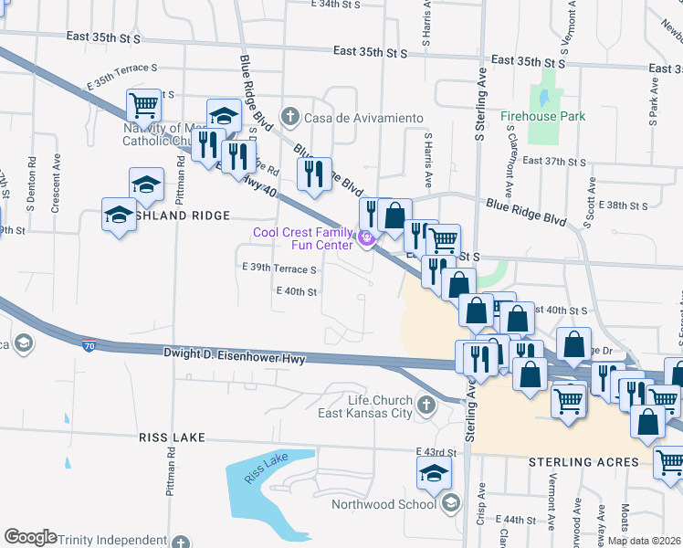 map of restaurants, bars, coffee shops, grocery stores, and more near 3927 Willow Avenue in Kansas City