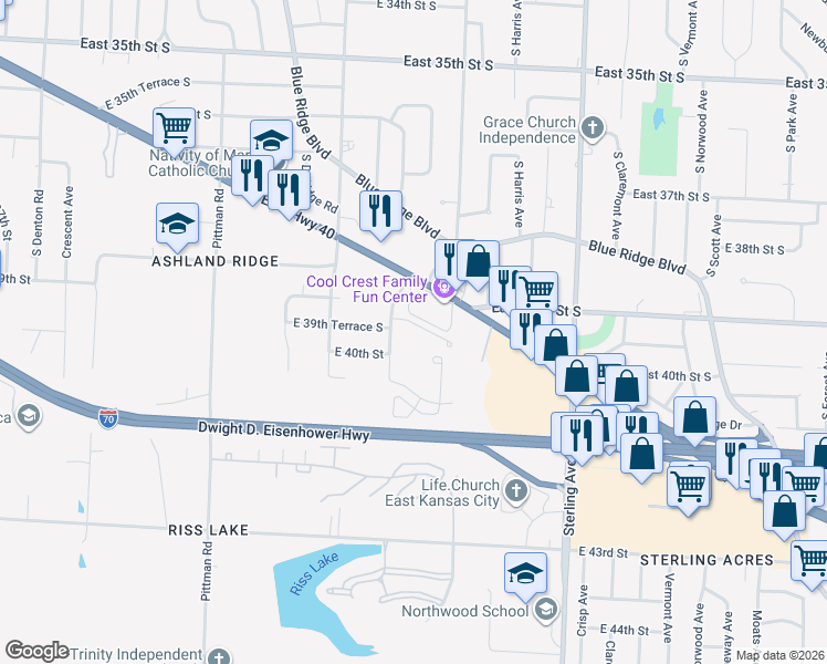 map of restaurants, bars, coffee shops, grocery stores, and more near 3927 Willow Avenue in Kansas City