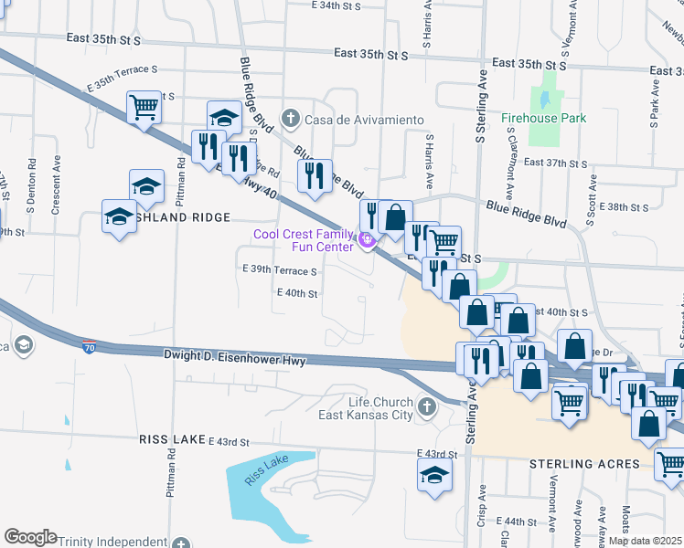 map of restaurants, bars, coffee shops, grocery stores, and more near 3921 Willow Avenue in Kansas City