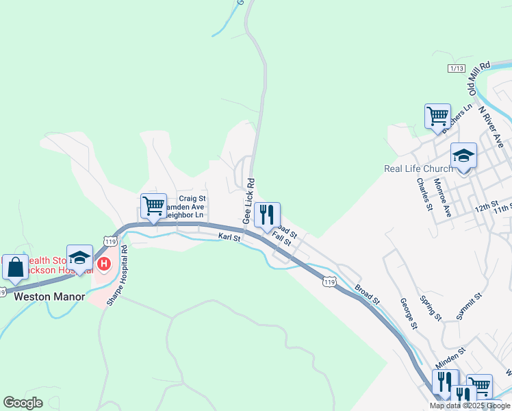map of restaurants, bars, coffee shops, grocery stores, and more near 625-653 Rohr Street in Weston