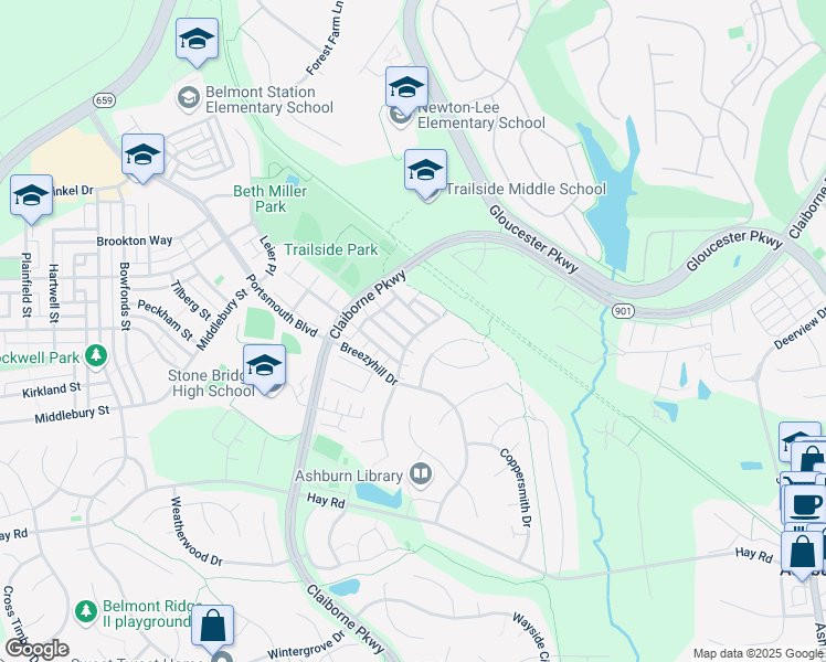 map of restaurants, bars, coffee shops, grocery stores, and more near 20435 Alderleaf Terrace in Ashburn
