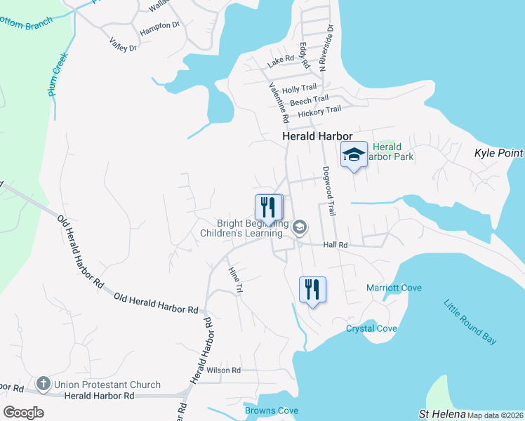 map of restaurants, bars, coffee shops, grocery stores, and more near 849 Rosewood Trail in Crownsville