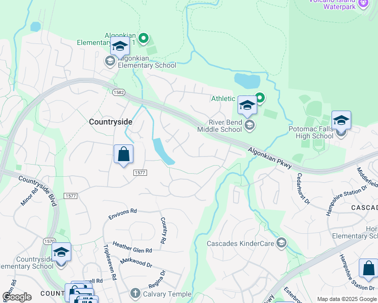 map of restaurants, bars, coffee shops, grocery stores, and more near 37 Christopher Lane in Sterling