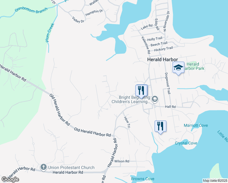 map of restaurants, bars, coffee shops, grocery stores, and more near 447 Alder Trail in Crownsville